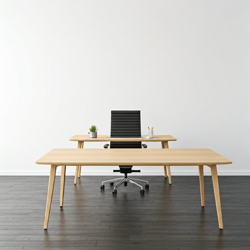 Modern corporate office desk with wooden details
